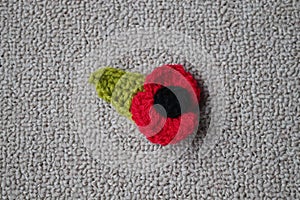 Hand made crochet poppy for Remembrance Day